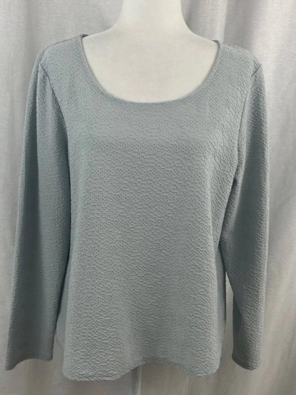 J. Jill Textured Scoop Neck Long Sleeve Stretch Top Womens Size XL